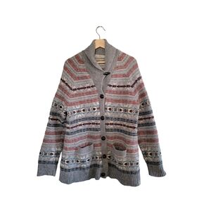 WOOLRICH Shawl Collar Fair Isle Wool Blend Cardigan - Size XL